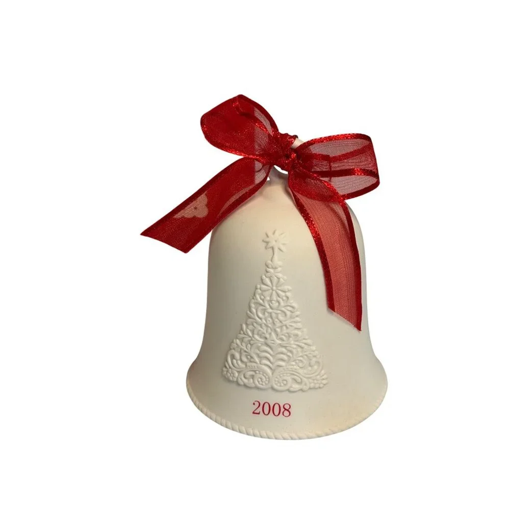Hallmark 2008 Porcelain Bell Ornament Christmas Tree Design Holiday 4